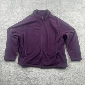 Merona Womens Full Zip Fleece Jacket Purple Mock Neck Raglan Sleeve Size 3 XL